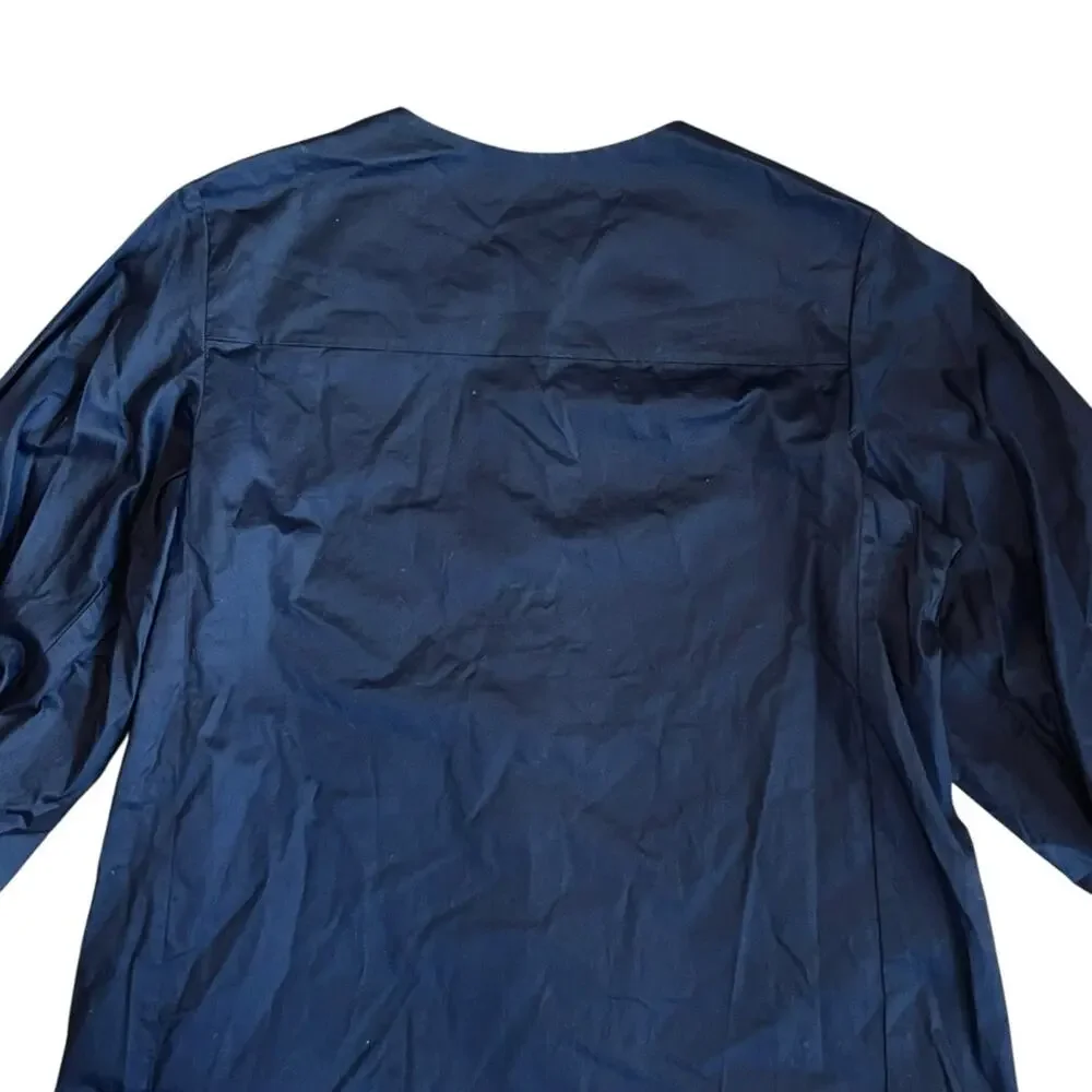 COS Women’s Sz 4 Navy Blue Gathered Puff Sleeve Blouse Stretch Cotton Top - Picture 9 of 15